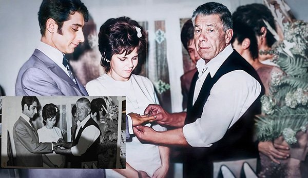 photo restoration of a couple getting engaged