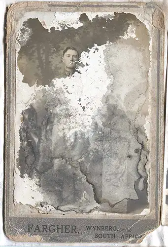 Severely damaged portrait